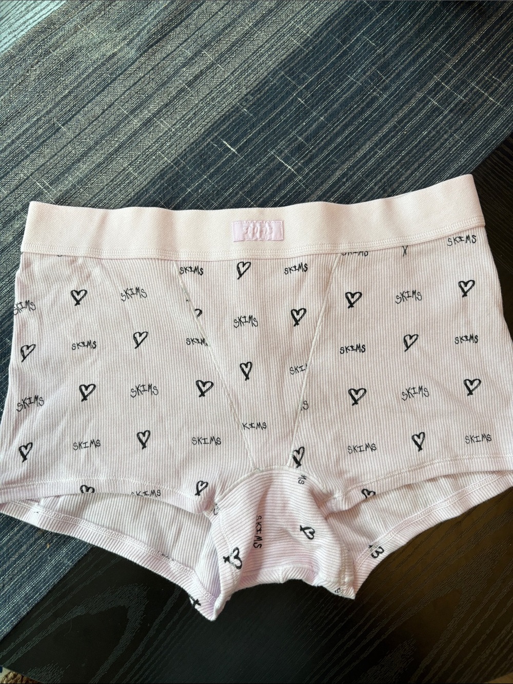 SKIMS Ribbed Boyshorts with Black Heart Print